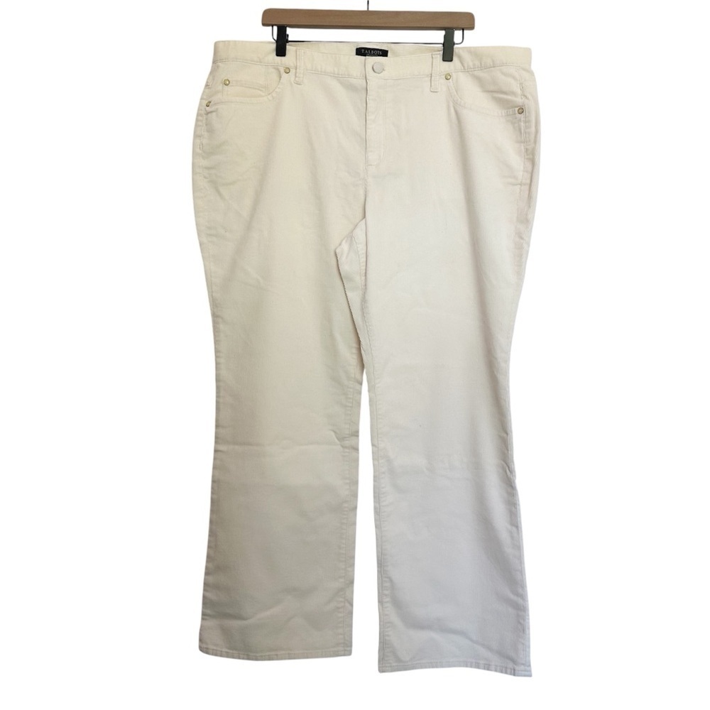 Talbots Petites NWT Corduroy Ribbed Straight Leg Pants Size 22 W Off White Cream